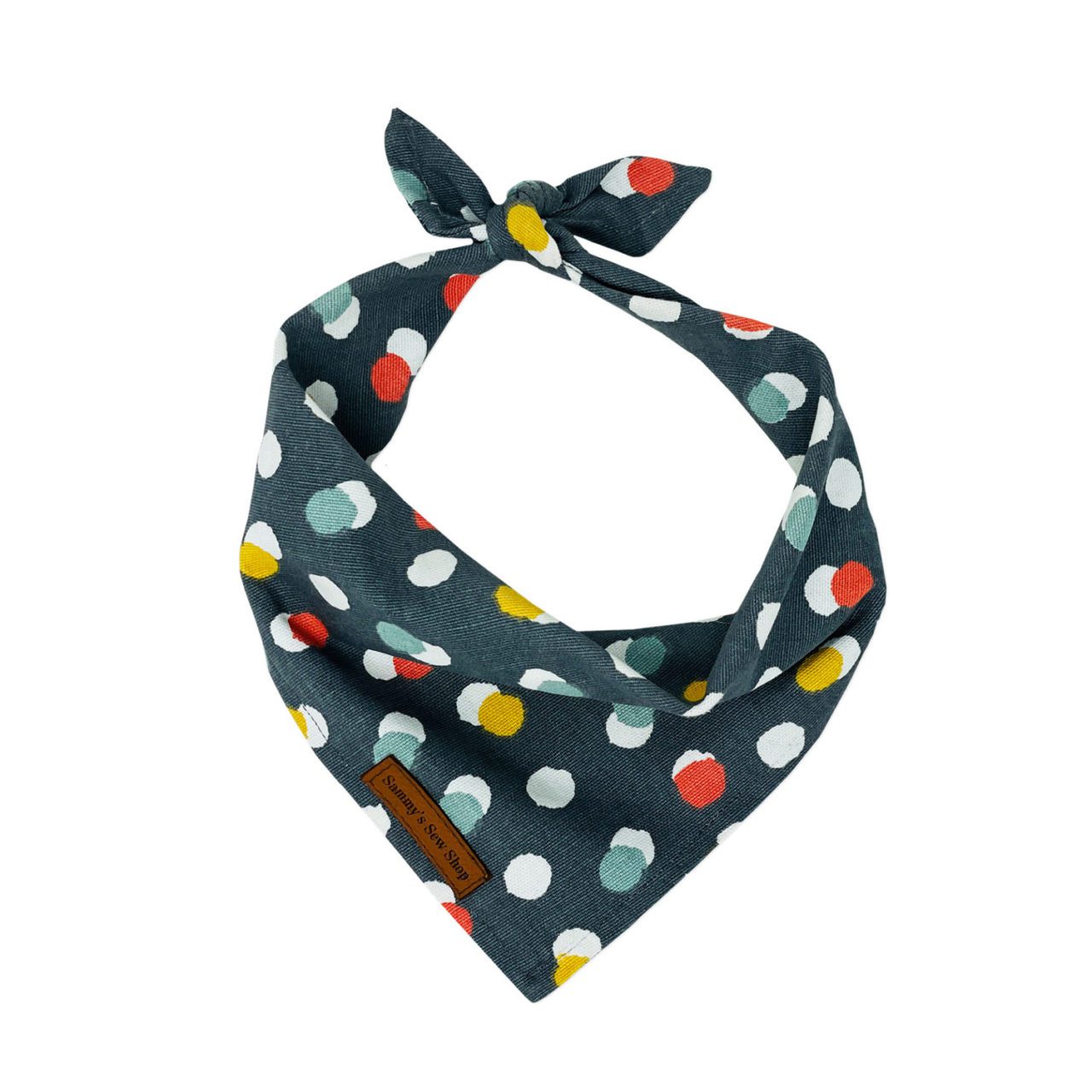 Black polka dot dog bandnan