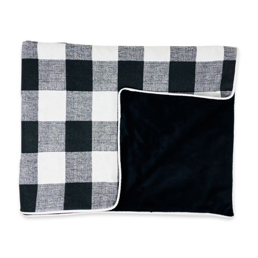 Black Check and Black Minky Pet Blanket