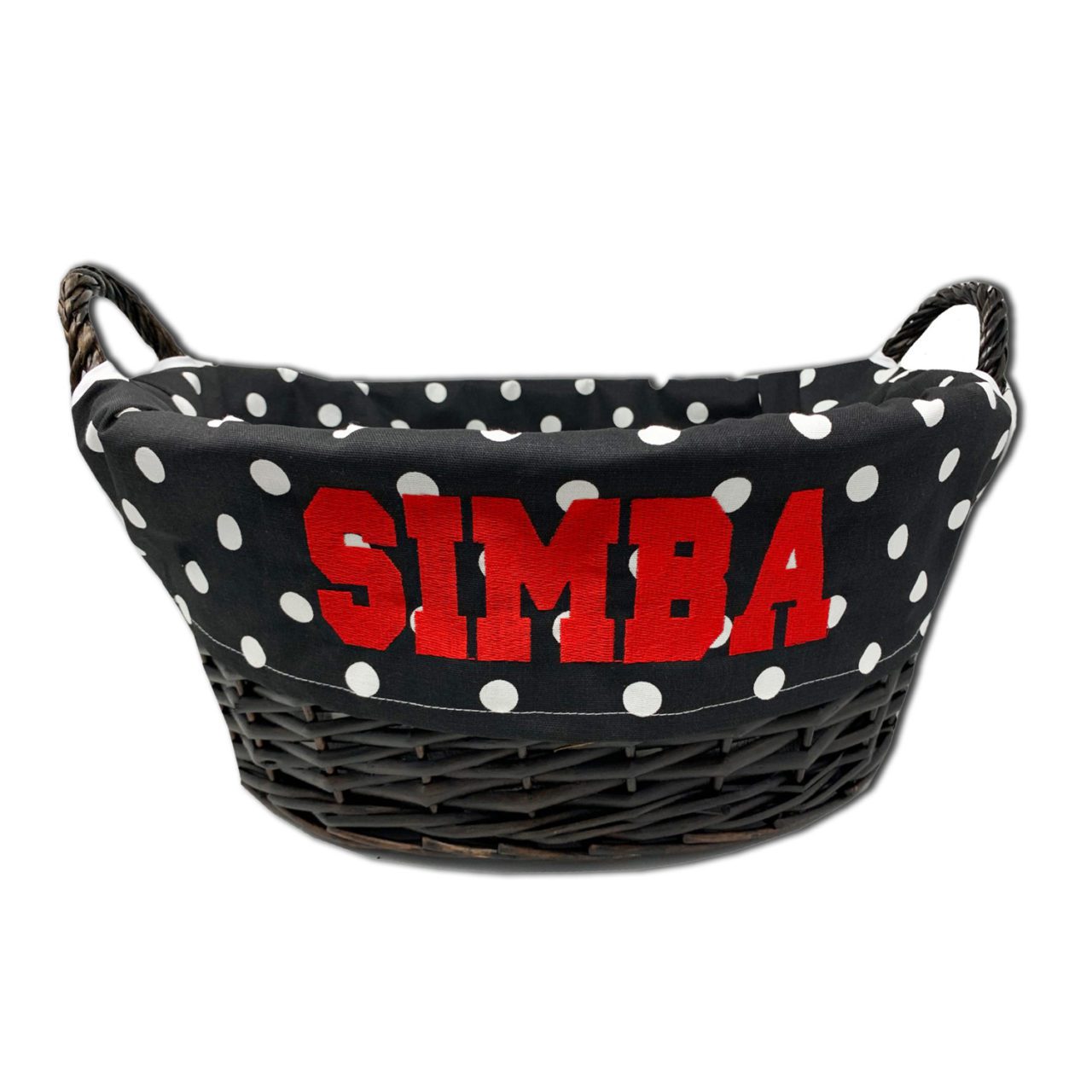 Black polka dot toy basket