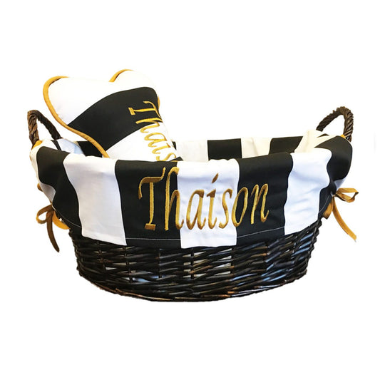 White stripe toy basket