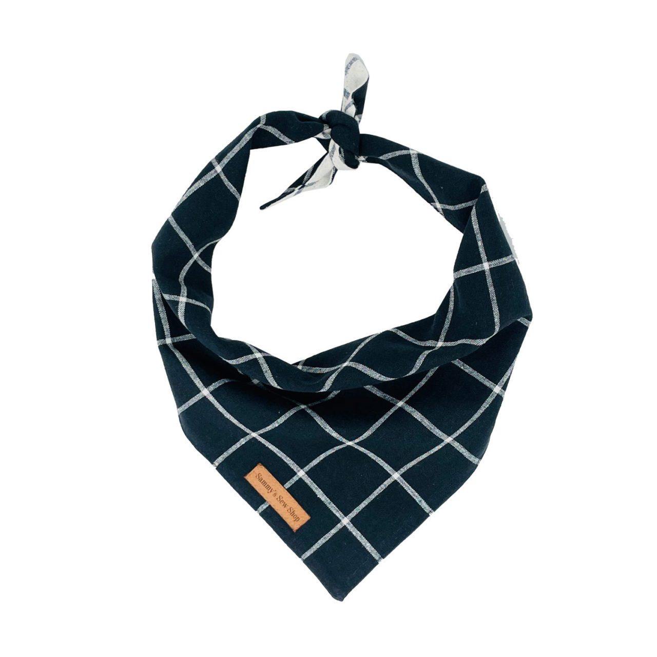 Black check pet bandana