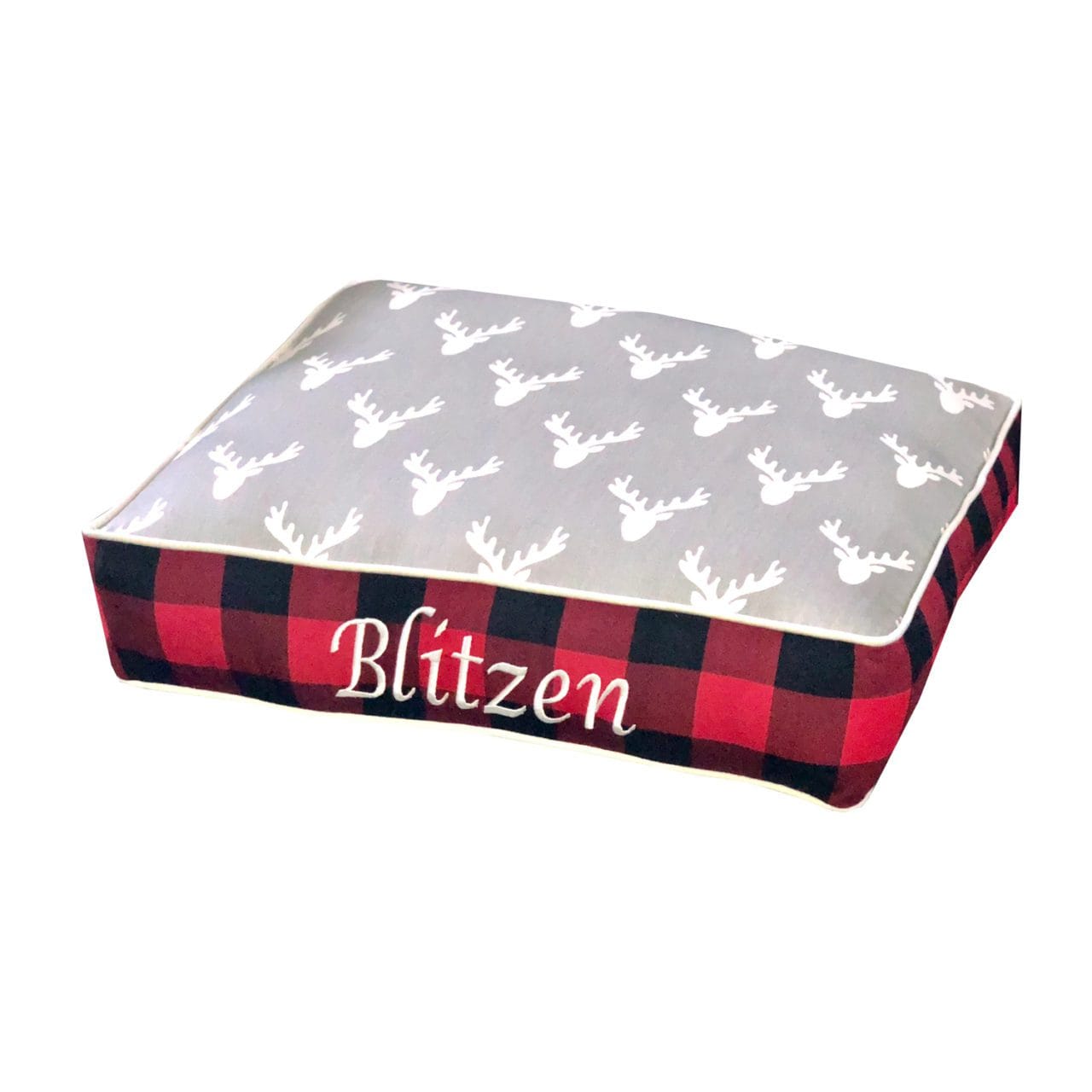 red and black mattress dog bed