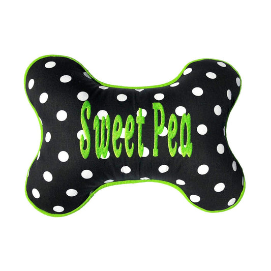 Black polka dot dog pillow