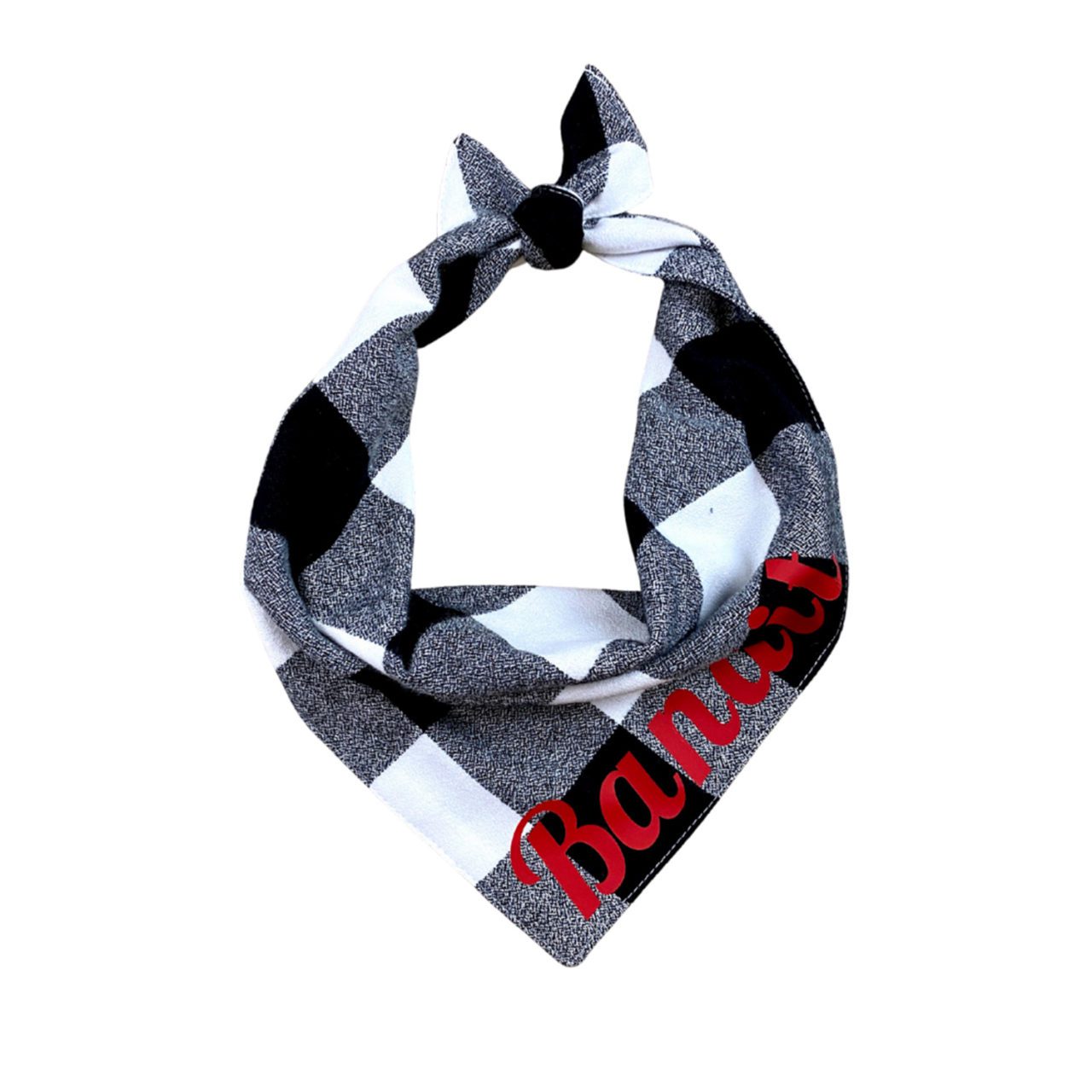 Black check dog bandana