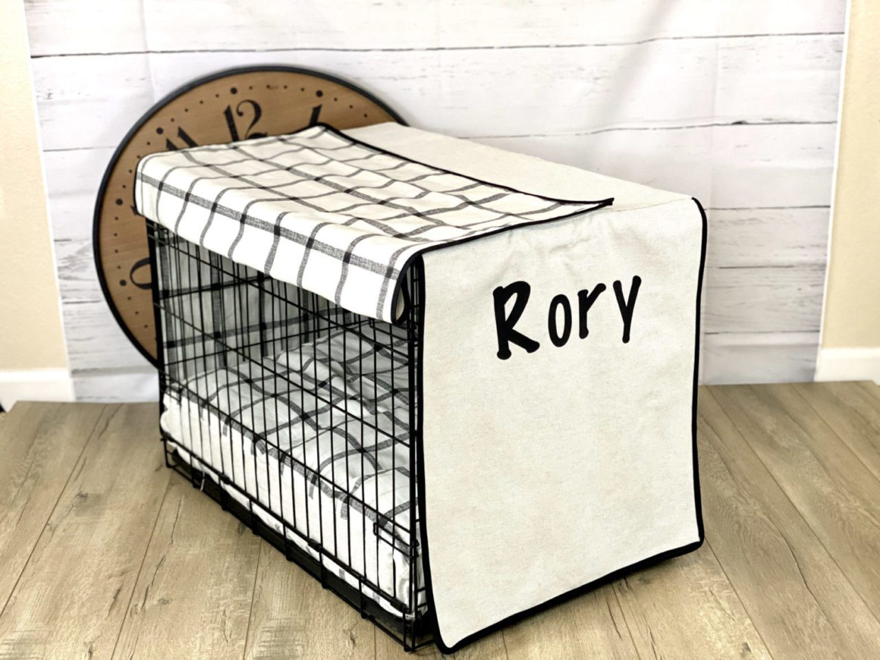 Cream dog crate cover