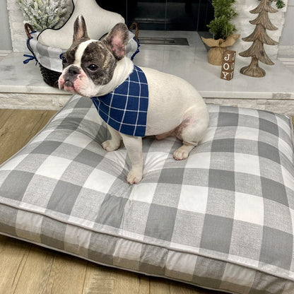 Grey check mattress dog bed