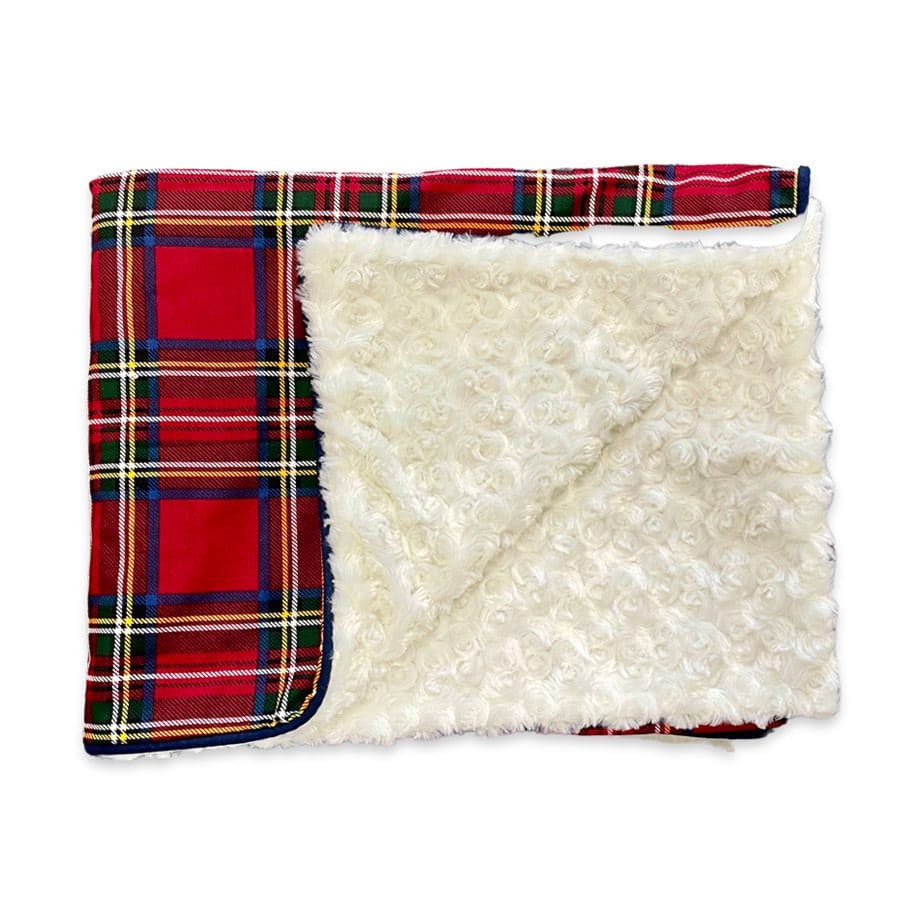 Red Check and Cream Minky Pet Blanket