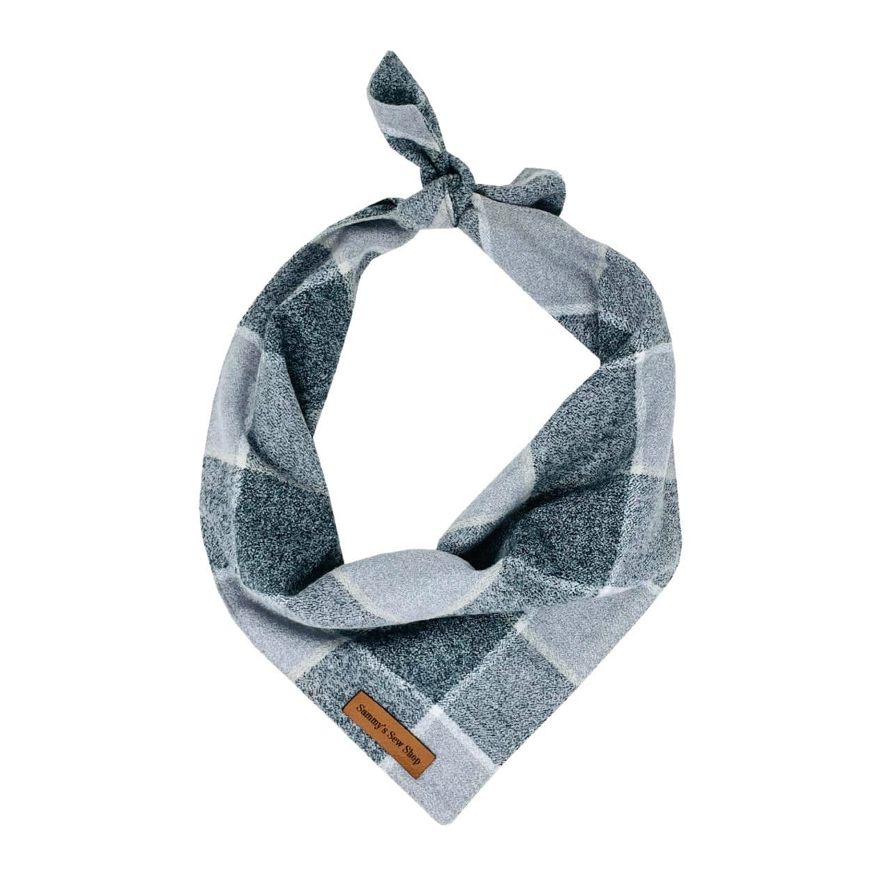 Grey check dog bandana