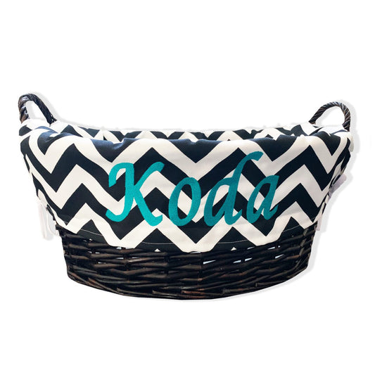 Black zig zag toy basket