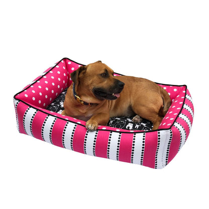 Black and pink dog bed