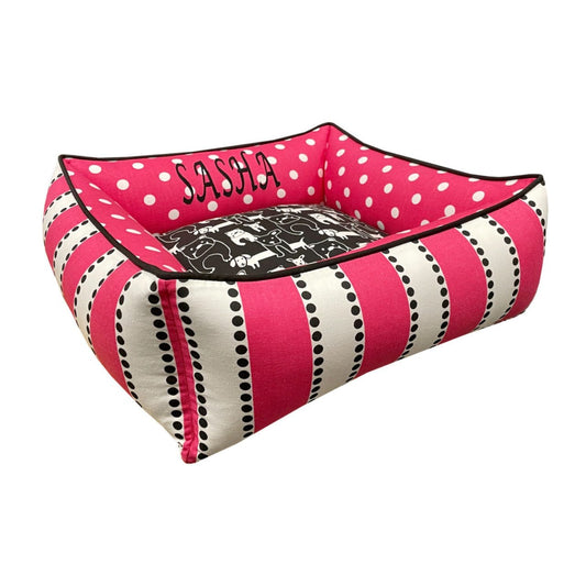 Black and pink dog bed