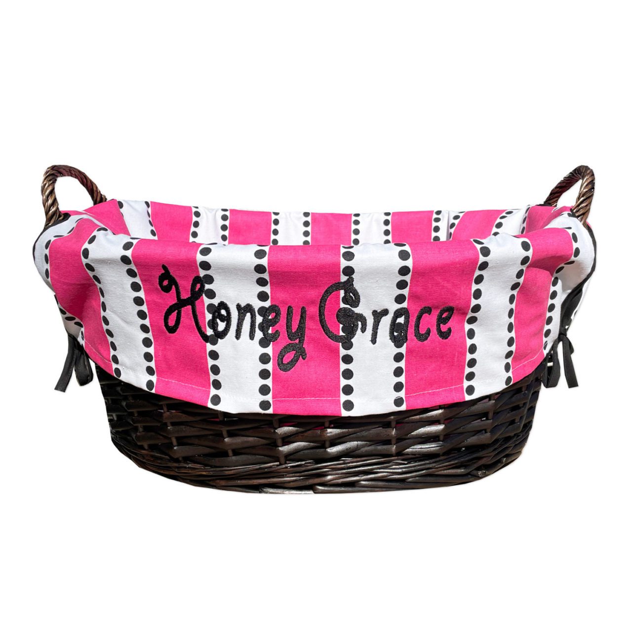 Pink Stripe Toy Basket