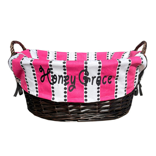 Pink Stripe Toy Basket