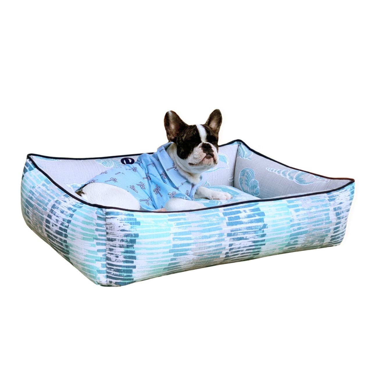 Blue and teal pet bed