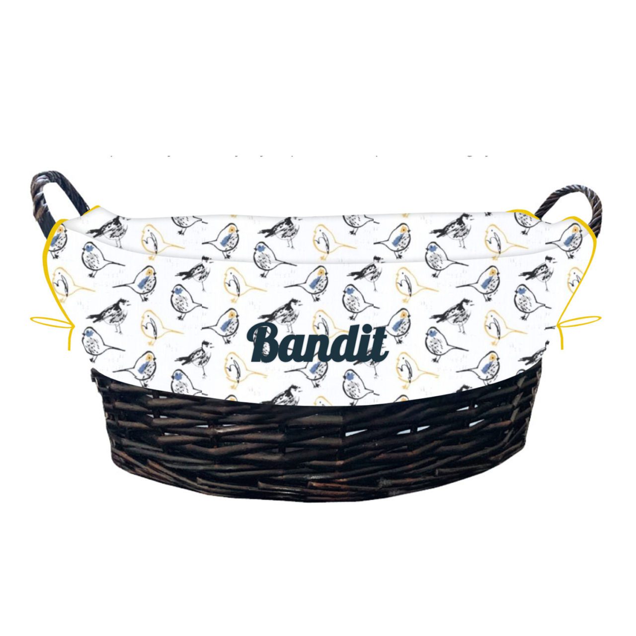 Yellow and white toy basket