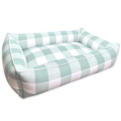 Teal Check pet bed Sammy's Sew Shop Personalized Dog Bed