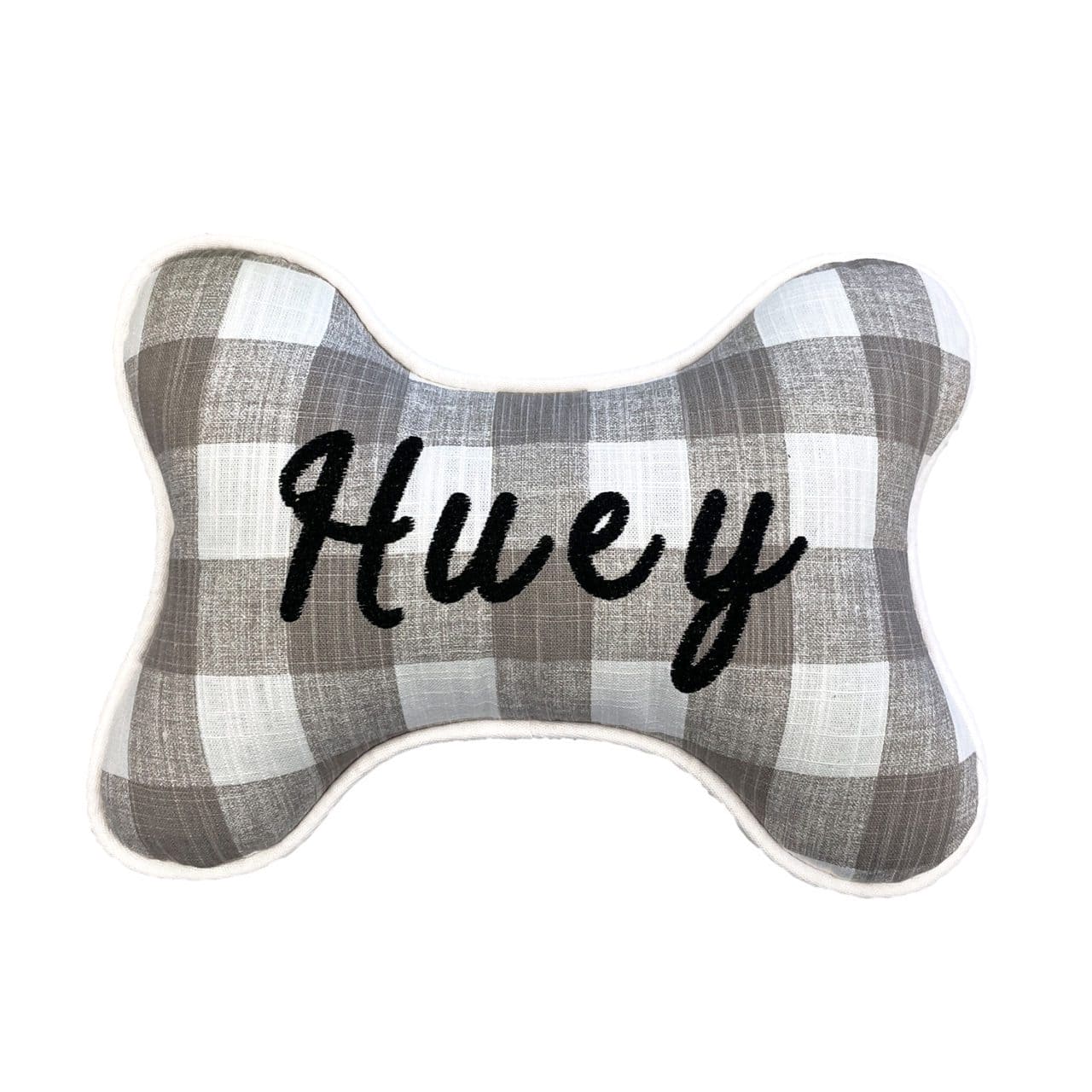 grey check dog pillow