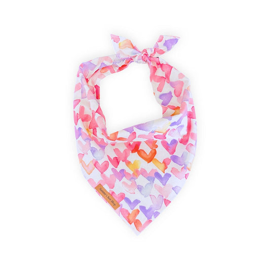 Watercolor Hearts Dog Bandana