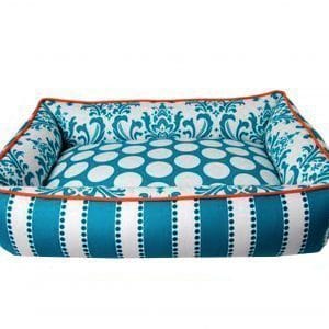 Orange and teal stripe dog bed