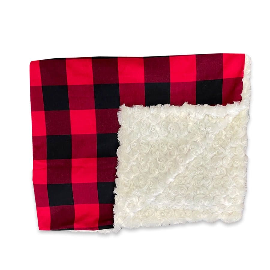 Red Check and Cream Minky Pet Blanket