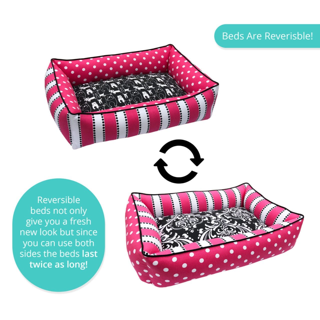 Pink reversible dog bed