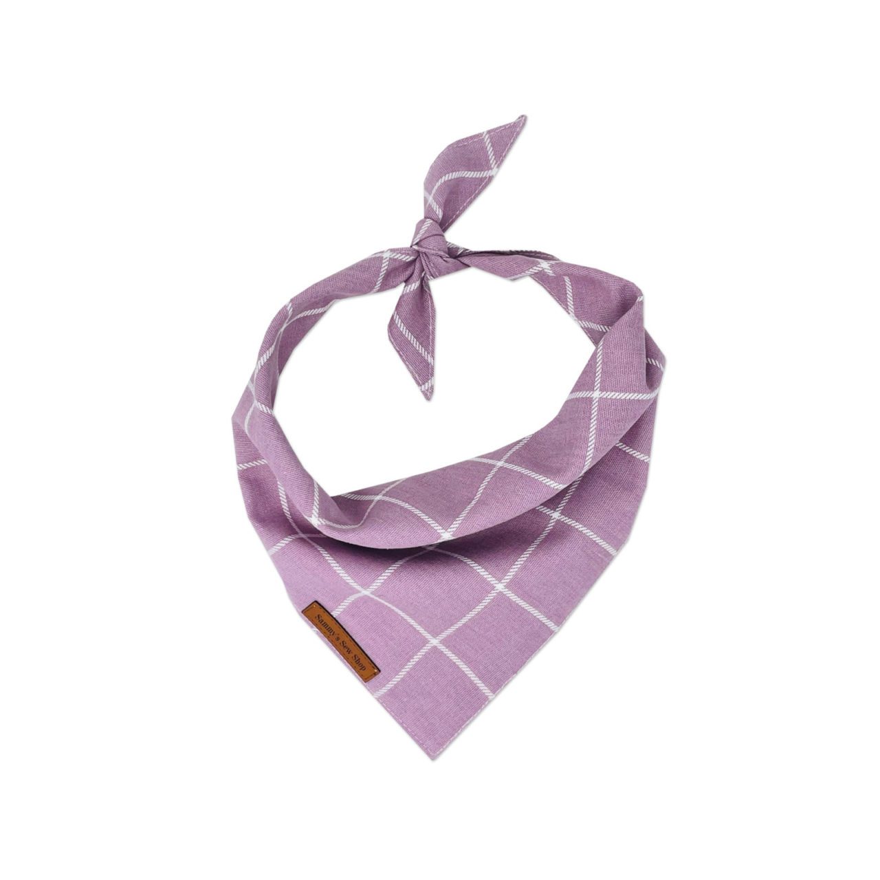 Purple check dog bandana